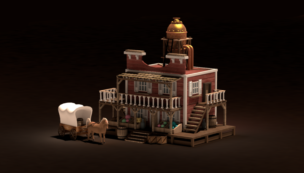 Models of the Marketplace and Resource Silo for the Factory townscreen. By Don_ko