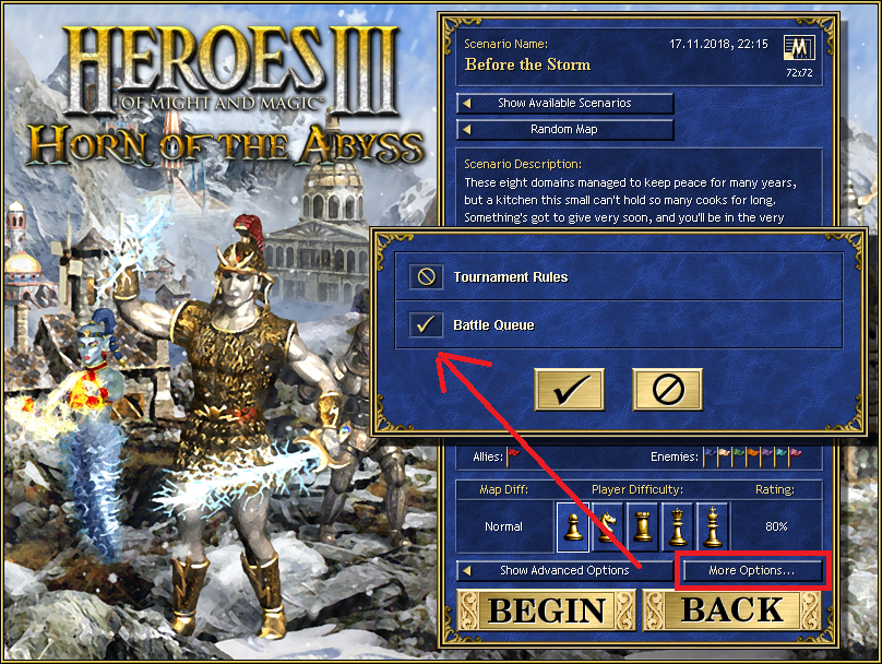 In Horn of the Abyss, you can choose whether to turn this feature on or off before each game. 