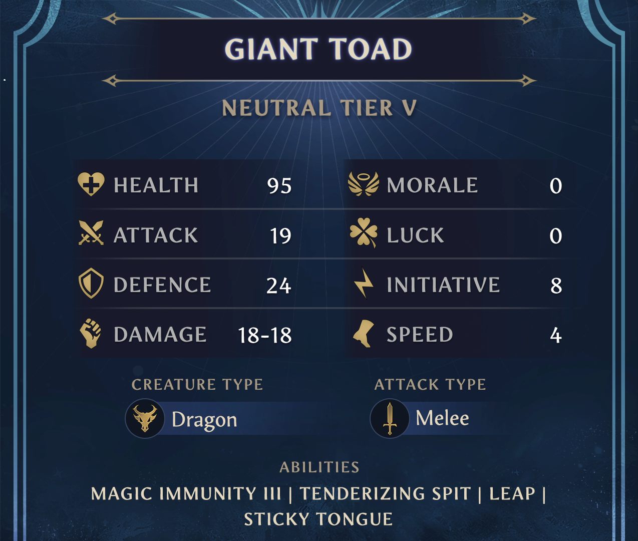 Giant Toad stats
