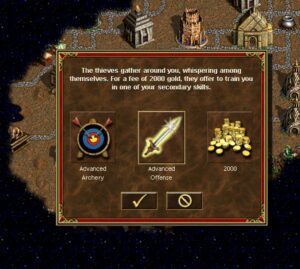 Den of Thives you will be offered a choice of improving between 2 existing secondary skills, for the price of 2000 gold.