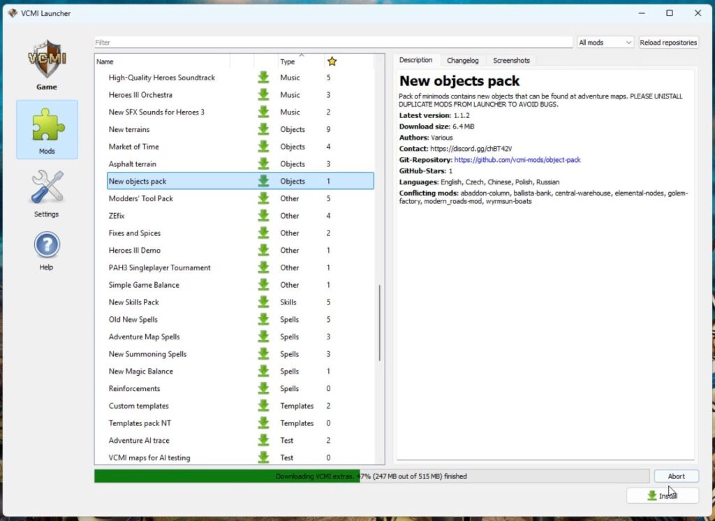 install Heroes 3 VCMI