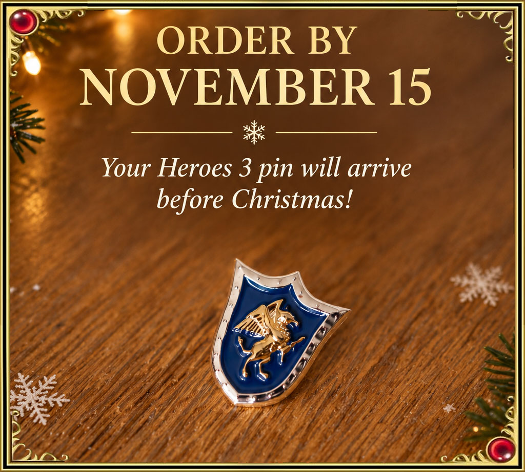 Order Heroes III metal griffin shield badge